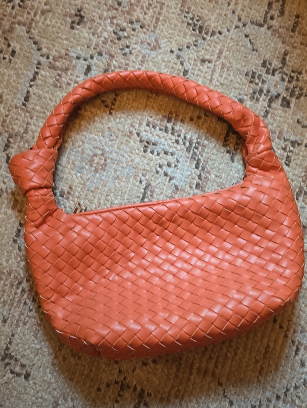 Woven Orange Shoulder Bag – Stylish Women's Handbag